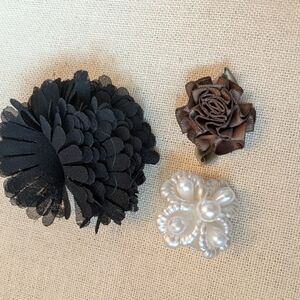 Decorative Flower Set - Black, Brown & Pearl Accents #27